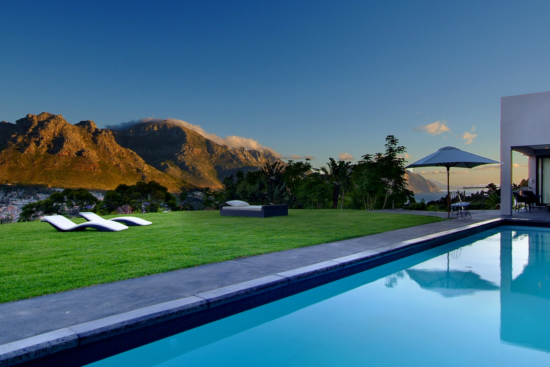The fantastic view at platinum boutique hotel over mountains and the Atlantic Ocean