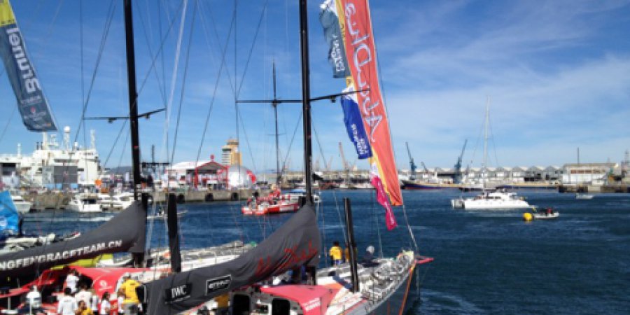 Final preparation for the start of the Volvo Ocean Race from Cape Town